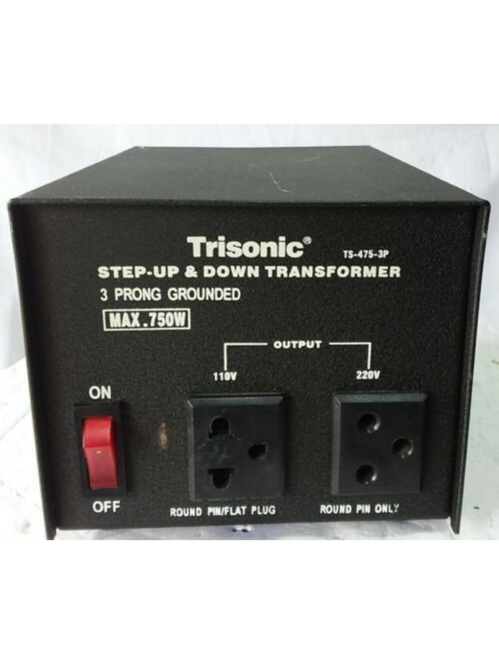 Trisonic TS-475-3P Voltage Converter 110V 220V Step Up Down Transformer 750W Tes